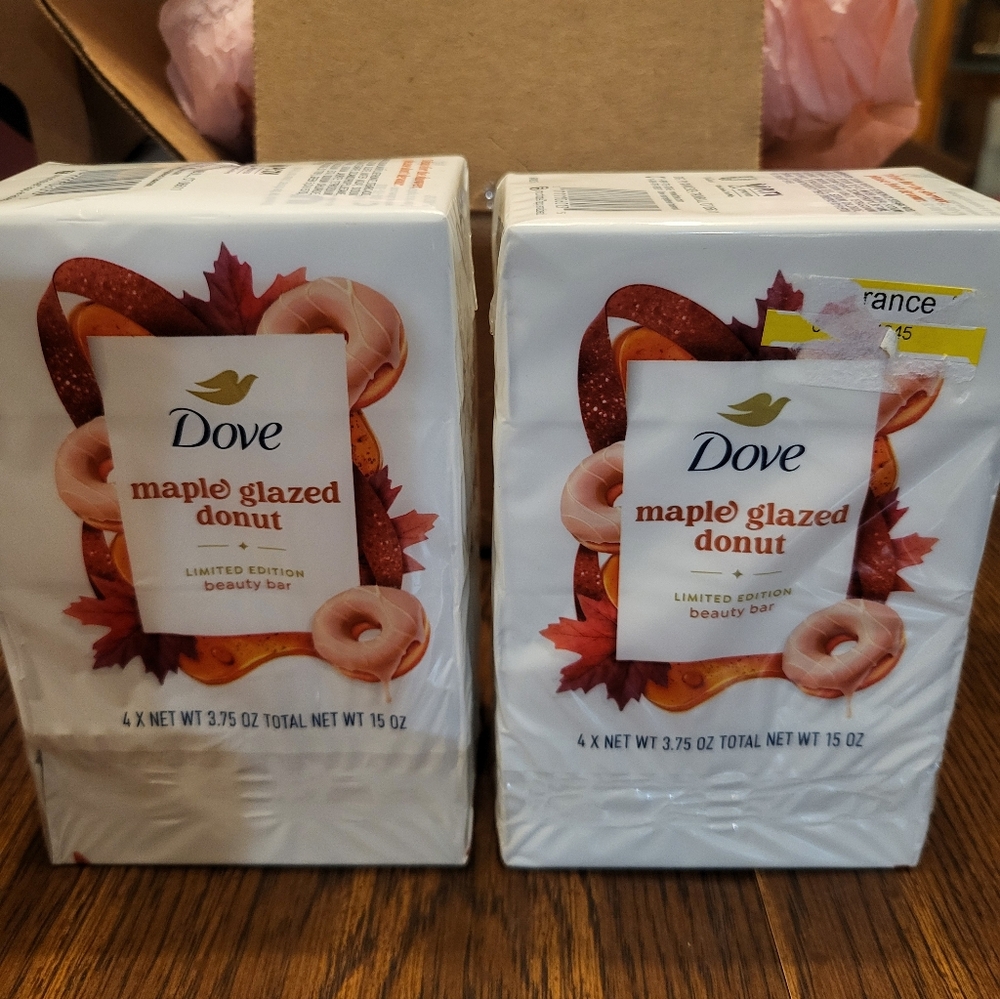 NIP Sealed Dove Maple Glazed Donut Limited Edition Beauty Bar Soap 2 Packs of 4